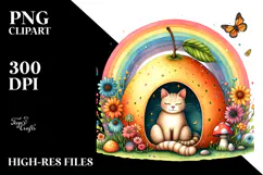 Cat House with Rainbow Watercolor | Sublimation | Clipart Product Image 2