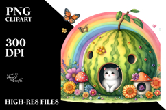 Cat House with Rainbow Watercolor | Sublimation | Clipart Product Image 2