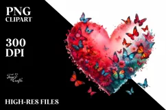 Red Heart with Butterflies PNG Product Image 2