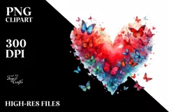 Red Heart with Butterflies PNG Product Image 2