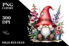 Cute GNOME with Foxglove PNG Product Image 2
