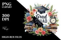Watercolor Grad Squad Clipart Product Image 1