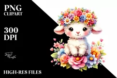 Colorful Flower Crown Watercolor Clipart Product Image 1