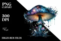 Glossy Mushroom Watercolor Splash PNG Product Image 3