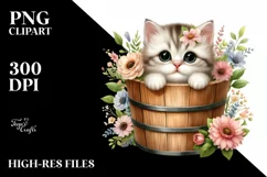 Cute Baby Cat with Flowers, High Quality PNG Product Image 3
