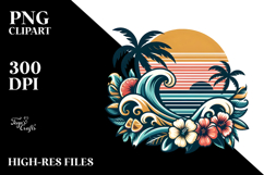 Retro Tropical Waves, PNG Product Image 2
