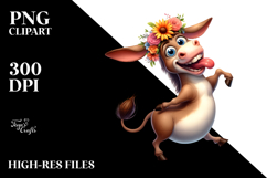 Silly Cartoon Donkey with Flower Crown PNG Product Image 2