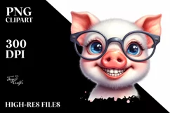 Funny Pig Portrait in es Clipart Product Image 3
