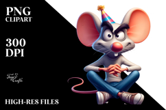 Silly Mouse in Party Hat, Digital Art Product Image 2
