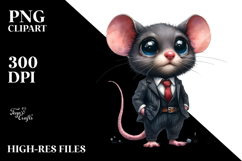 Watercolor Mouse Dressed Clipart Product Image 2