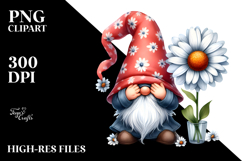 Happy Gnome with Daisy, Transparent PNG Product Image 2