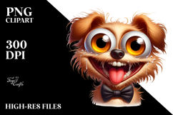 Whimsical Cartoon Dog with Bow Tie PNG Product Image 2