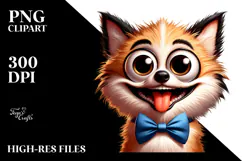 Whimsical Cartoon Dog with Bow Tie PNG Product Image 2