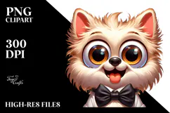 Whimsical Cartoon Dog with Bow Tie PNG Product Image 2