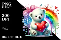 Baby Polar Bear with Heart PNG Product Image 2