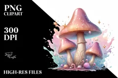 Detailed Pastel Glossy Magical Mushroom PNG Product Image 3