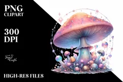 Detailed Pastel Glossy Magical Mushroom PNG Product Image 3
