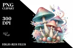Detailed Pastel Glossy Magical Mushroom PNG Product Image 3