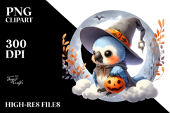 Cute Baby Macaw on Halloween Cloud PNG Product Image 2