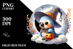 Cute Baby Macaw on Halloween Cloud PNG Product Image 2