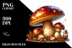 Shiny Mushroom Watercolor Splash PNG Product Image 3