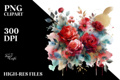 Colorful Abstract with Red Roses and Gold Insertions PNG Product Image 2