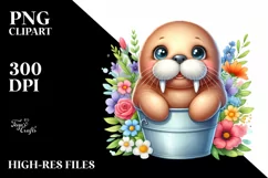 Colorful Walrus in Bucket | Clipart Product Image 3