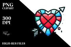 Stained Heart with Arrow, PNG Product Image 2