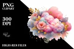 Colorful Pinkish Watercolor Cloud with Foil Product Image 3