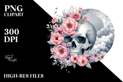 Digital Painting Cute Skull with Spring Flowers Product Image 2