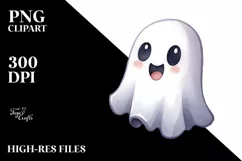 Funny Ghost Halloween Clipart PNG Product Image 3