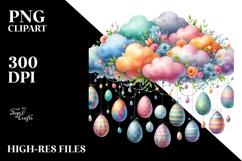 Colorful Cloud with Easter Eggs, PNG Product Image 2