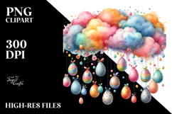 Colorful Cloud with Easter Eggs, PNG Product Image 2
