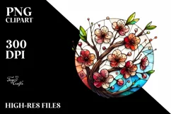 Wooden Stained Cherry Blossom | Clipart Product Image 1