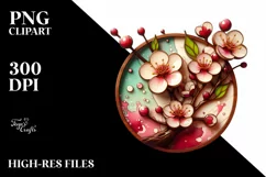 Wooden Stained Cherry Blossom | Clipart Product Image 3