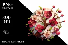 Wooden Stained Cherry Blossom | Clipart Product Image 1