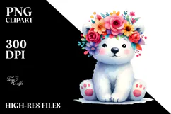 Vibrant Cartoon-Style Polar Bear Sitting PNG Product Image 2