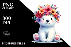 Vibrant Cartoon-Style Polar Bear Sitting PNG Product Image 3