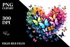 Colorful Butterfly Heart PNG Product Image 2