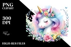 Colorful Baby Unicorn Watercolor Clipart Product Image 3