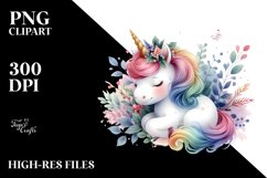 Colorful Baby Unicorn Watercolor Clipart Product Image 1