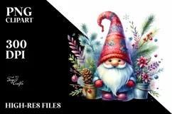 Washed Vibrant Christmas Gnome, High Resolution PNG Product Image 3