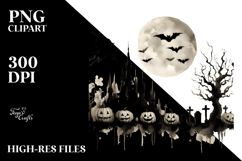 Simple Vintage Halloween Scene with Lost Soul PNG Product Image 2