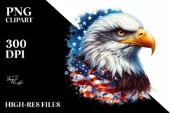 Detailed Watercolor Patriotic Bald Eagle Clipart Product Image 3