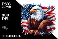 Detailed Watercolor Patriotic Bald Eagle Clipart Product Image 1