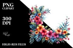 Colorful Hawaiian Flower Frame Clipart Product Image 2