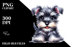 Watercolor Baby Miniature Schnauzer PNG Product Image 2
