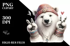 Boho Funny Cute Polar Bear Smiling | Love Sign | Watercolor Product Image 1