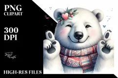 Boho Funny Cute Polar Bear Smiling | Love Sign | Watercolor Product Image 1