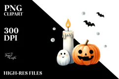 Funny Candle Halloween Clipart PNG Product Image 2